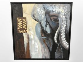 Continental School : Elephant, oil on canvas, 70 cm x 70 cm.