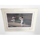 A limited edition cricket print depicting Ian Botham at the Ashes test 1981, No.