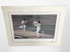 A limited edition cricket print depicting Ian Botham at the Ashes test 1981, No.