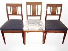 A pair of early 20th-century Danish mahogany and satinwood-inlaid dining chairs,