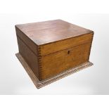 A Victorian mahogany box with two-division interior, 29cm x 29cm x 17cm.