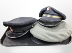 Three 20th-century Danish military caps