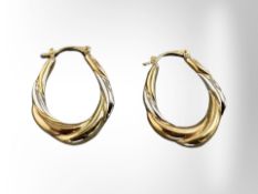 A pair of two-tone 9ct yellow gold earrings. CONDITION REPORT: 2.6g.