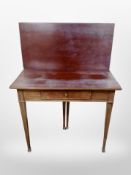 A 19th-century Danish mahogany turnover top tea table fitted a drawer,