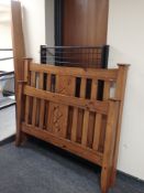 A pine 4' bed frame.