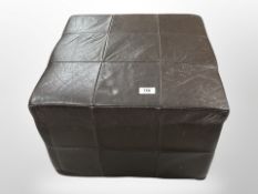 A 20th-century Danish brown leather upholstered cube footstool, 47cm x 47cm x 32cm.