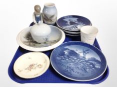 A group of Danish pottery including Royal Copenhagen vase and collector's plates,