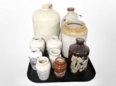 A group of stoneware flaggons and jars,