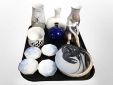 A group of Danish ceramics including Royal Copenhagen lobster bowl,
