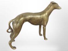 A brass figure of a greyhound, height 20cm.