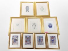 A group of four limited edition gilt-framed religious prints, pages from the Book of Hours,