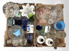 Two boxes of 20th century Danish glass wares including Holmegaard, vases, crystal fruit bowls,
