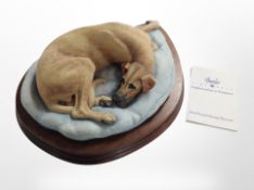 A Border Fine Arts figure of a great dane on wooden plinth, with certificate.