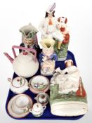 A group of ceramics including 19th century Staffordshire figures,