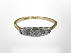 An 18ct gold and platinum five-stone diamond ring, size Q. CONDITION REPORT: 2.3g.