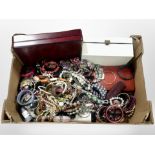 A box of several contemporary jewellery boxes and a large quantity of costume jewellery