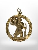 A 9ct gold St Christopher pendant, diameter 31mm. CONDITION REPORT: 8.8g.
