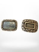 Two Georgian gold brooches, one with painted scene,