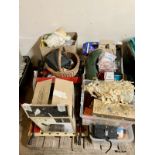 A pallet of sundries, Christmas decorations, light bulbs, binoculars, hardware etc