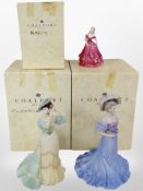 Three Coalport figurines, 'Age of Elegance Polonaise Walk', 'Age of Elegeance Mandarin Crescent',