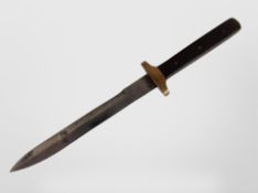 A knife with two-piece wooden grip marked 'Hand-forged, made in Sheffield England', length, 29.5cm.