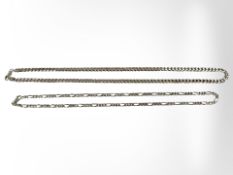 Two gents' silver curb link necklaces, longest 50cm. CONDITION REPORT: 29.8g.