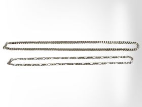 Two gents' silver curb link necklaces, longest 50cm. CONDITION REPORT: 29.8g.