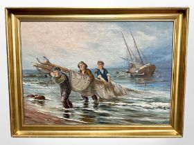 C Silverberg : Salvaging a shipwreck, oil on canvas, 83cm x 58cm.