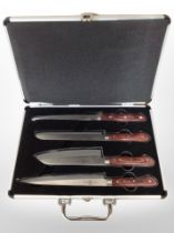 A cased set of four Norwegian Geilo chef's knives.
