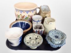 A group of 20th-century Danish studio pottery ceramics including plant pot,