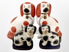 Two pairs of Staffordshire dogs, tallest 17cm.