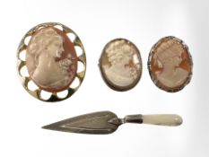 Two silver cameo brooches,
