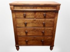 A Victorian mahogany and pine six drawer chest,