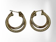 A pair of 9ct gold hoop earrings, width 25mm. CONDITION REPORT: 6.6g.