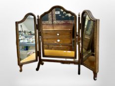 A mahogany triple dressing table mirror in the Georgian style,