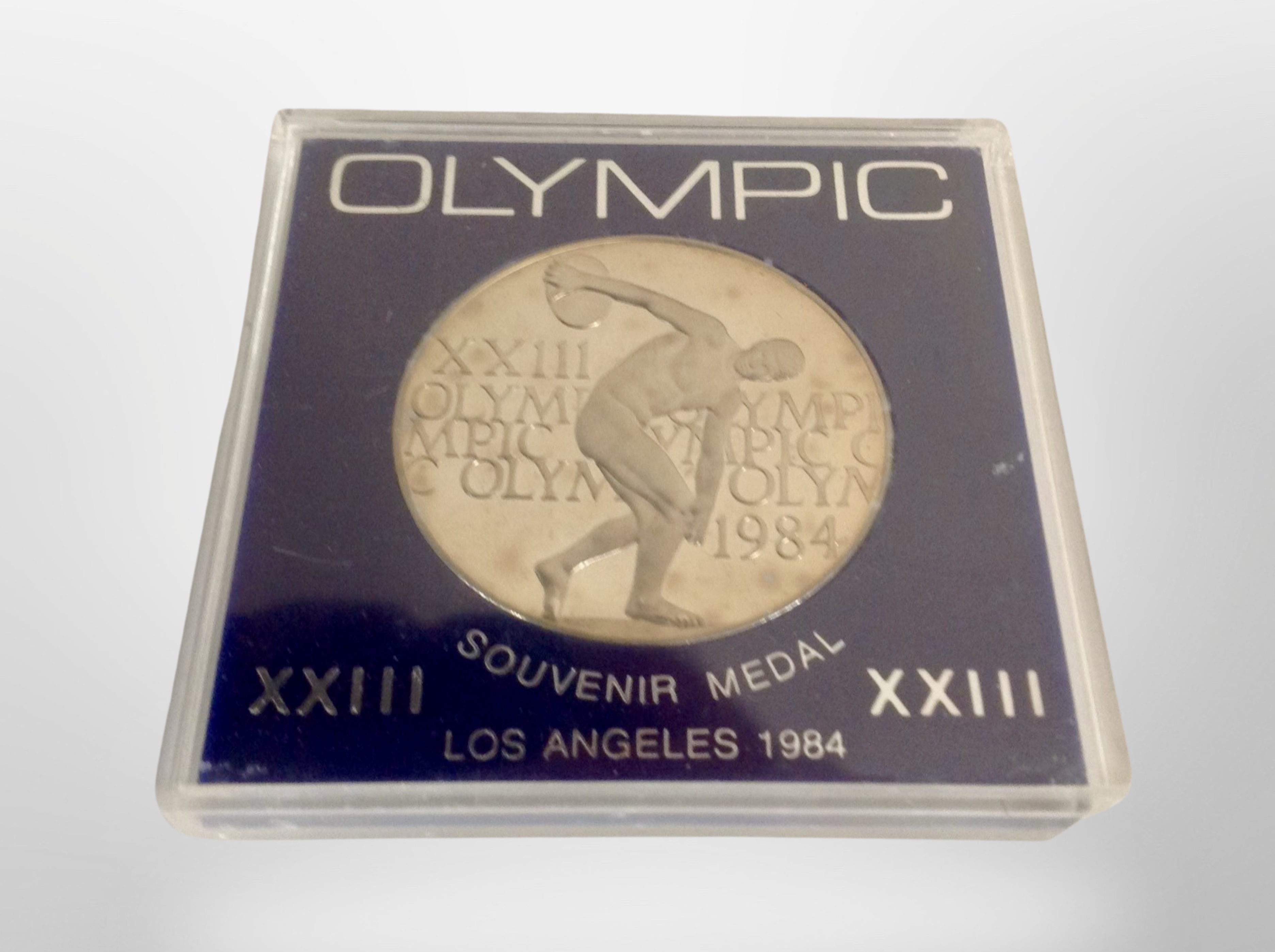 A Los Angeles 1984 Olympics souvenir medal.