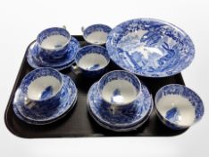 Seventeen pieces of Copeland Spode Italian blue and white ceramics.