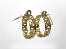 A pair of 9ct gold pierced hoop earrings, diameter 17mm. CONDITION REPORT: 3.1g.