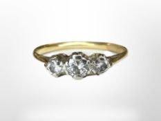 A three stone diamond ring, size L CONDITION REPORT: 2.