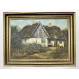 C Ven Neilsen : A thatched cottage, oil on canvas, 47cm x 33cm.