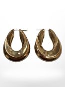 A large pair of 9ct gold hoop earrings, length 38mm. CONDITION REPORT: 14.7g.