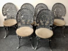 A set of six painted cast iron garden chairs