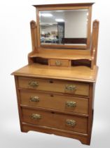 An Art Nouveau satin wood mirror backed dressing chest,