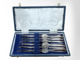 A cased set of six EPNS lobster picks