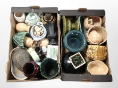 Two boxes of 20th-century ceramics including Sylvac vases, Maling lustre trinket box, etc.