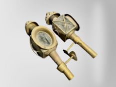 A pair of 19th century brass carriage lamps,