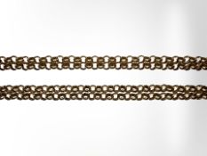 A long gold belcher link muff chain, total length approximately 150cm.