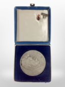 A Polish Jan Jansky medal in case, together with two stick pins.