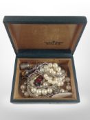 A vintage box signed Rolex containing a quantity of costume jewellery.