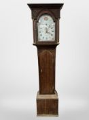A George III oak thirty hour longcase clock with painted dial signed Thomas Sherwood, Yarm,